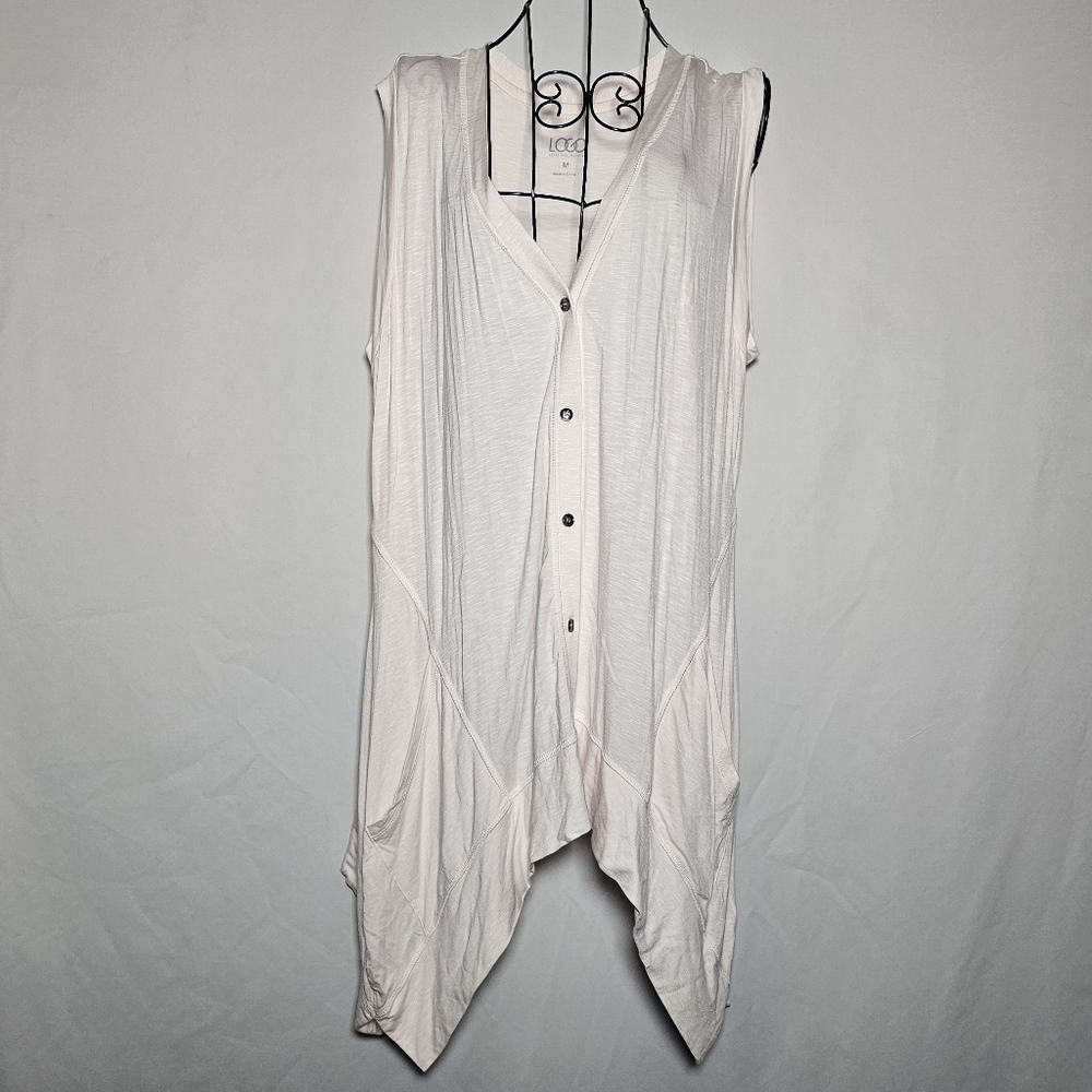 LoGo sleeveless snow white button-up tunic top size medium
